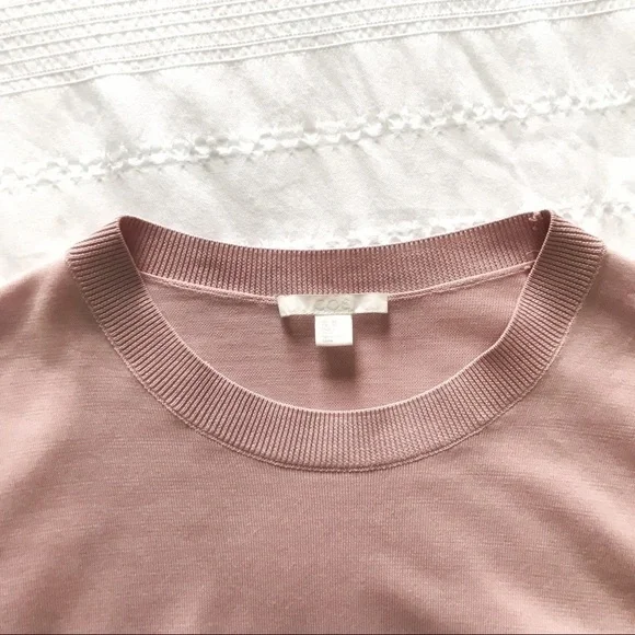 Cos BLUSH PINK COTTON & SILK WIDE SLEEVE CREW NECK BLOUSE - XS - Picture 5 of 10